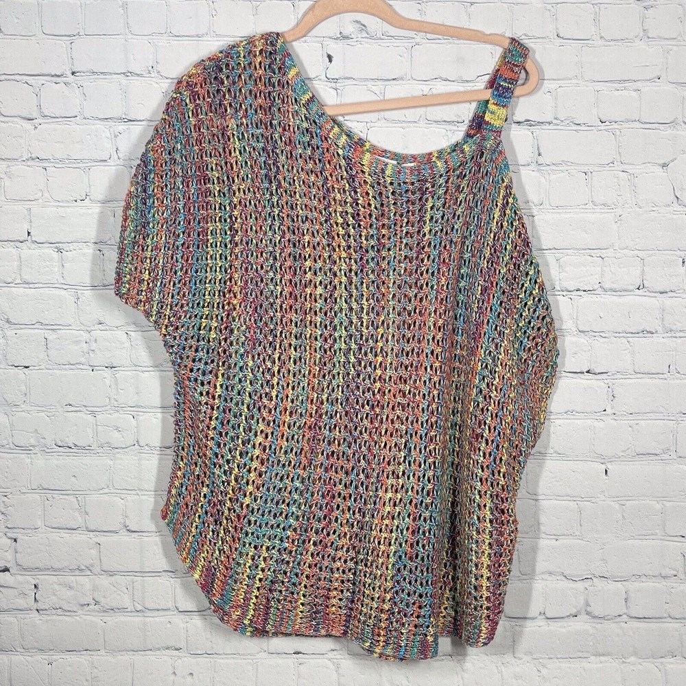 Vintage Women Sweater Cato Size XL Off The Shoulder Boho Crochet Cotton